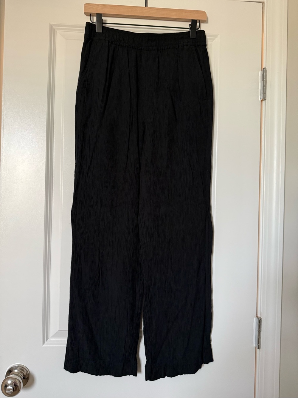 Madewell Black Wide‑Leg Elastic Waist Chinos